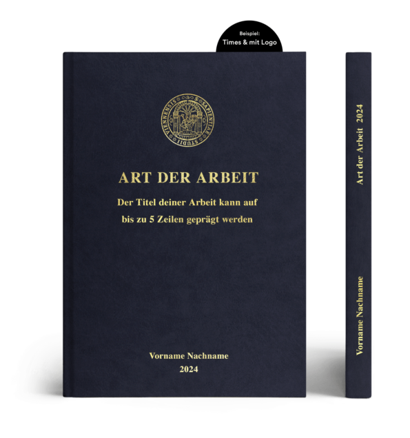 Hardcover Lederoptik dunkelblau Prägung Times & Gold