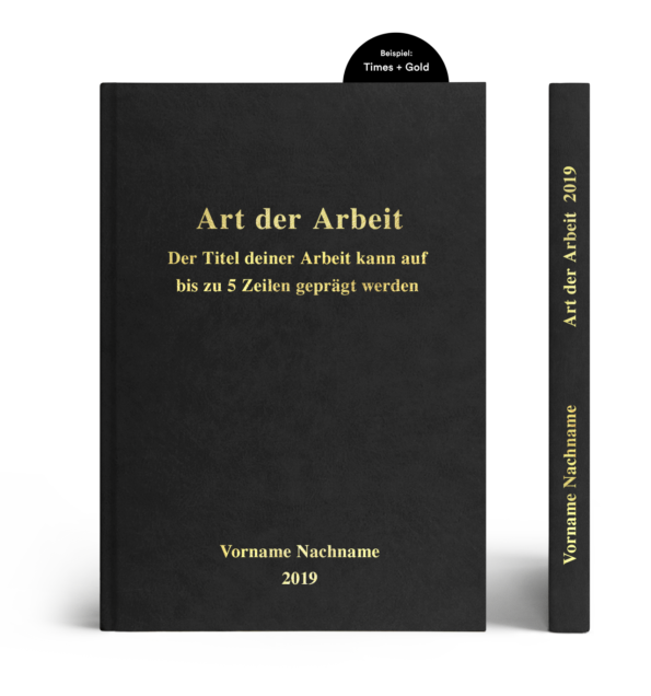 Hardcover A5 mit Prägung in Gold